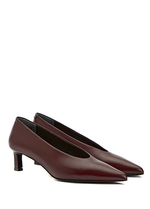 Bordo Deri Topuklu Ayakkabı - Görsel 3