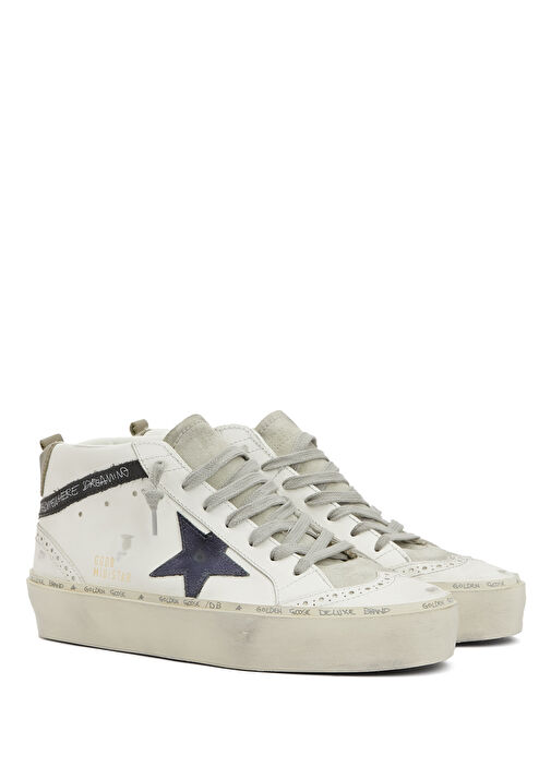 Mid Star Beyaz Lacivert Kadın Deri Sneaker - Görsel 3