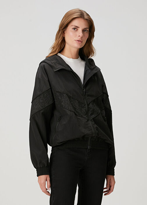 Siyah Kristal Taşlı Yağmurluk