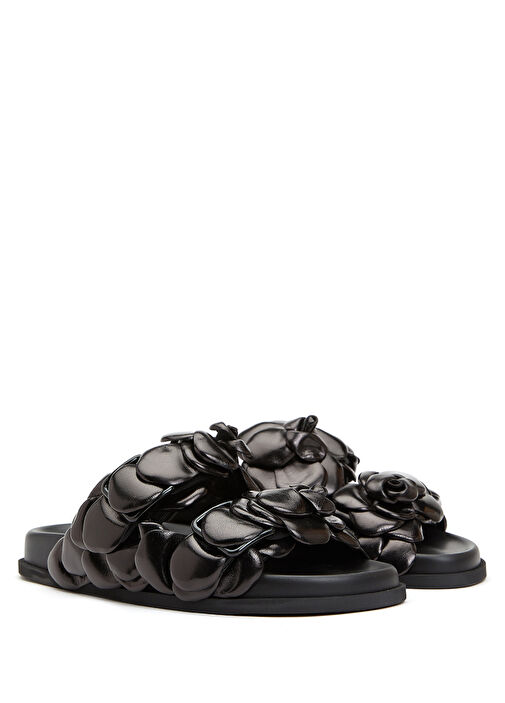 Siyah Kadın Deri Terlik - Görsel 3