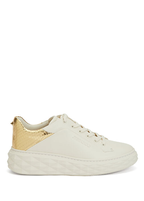 Diamond Maxi Beyaz Gold Kadın Deri Sneaker - Görsel 2