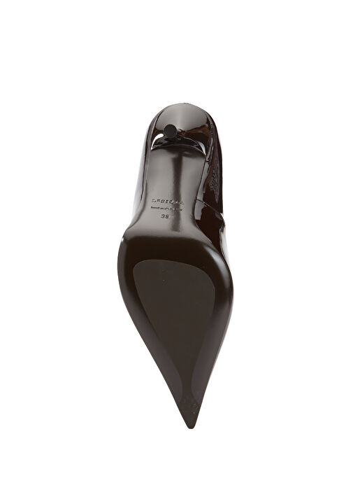 Koyu Kahverengi Deri Stiletto - Görsel 6
