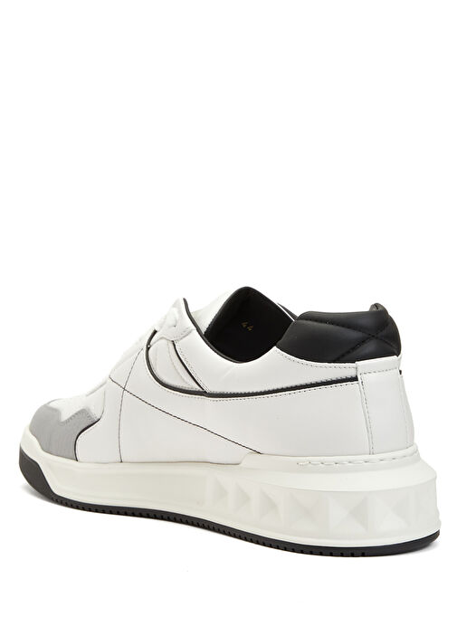 One Stud Siyah Beyaz Erkek Deri Sneaker - Görsel 4