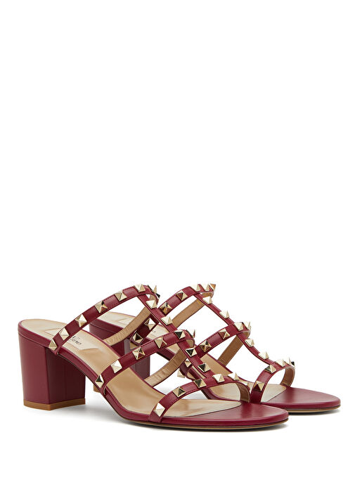 Rockstud Fuşya Kadın Deri Terlik - Görsel 3