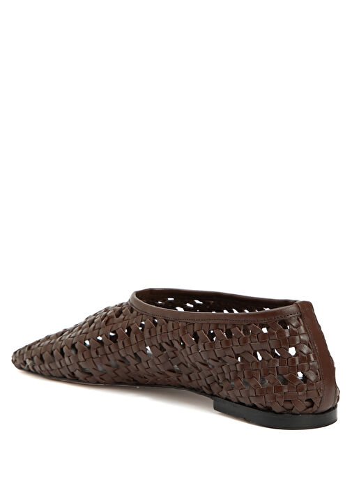 Kahverengi Örgü Dokulu Deri Babet - Görsel 9