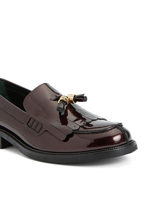 Bordo Kadın Deri Loafer - Görsel 7