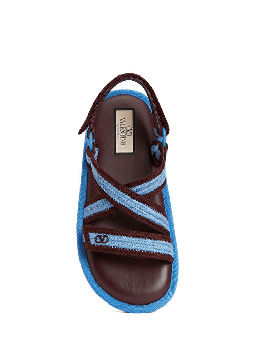 Mavi Bordo Kadın Deri Sandalet - Görsel 5