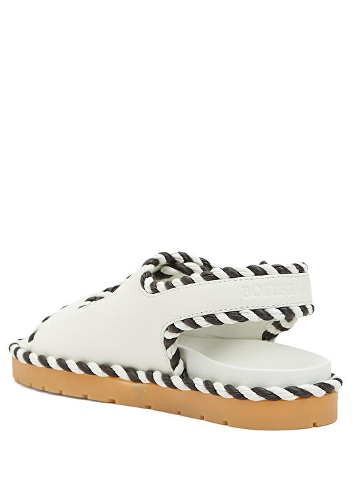 Beyaz Siyah Kadın Deri Sandalet - Görsel 4