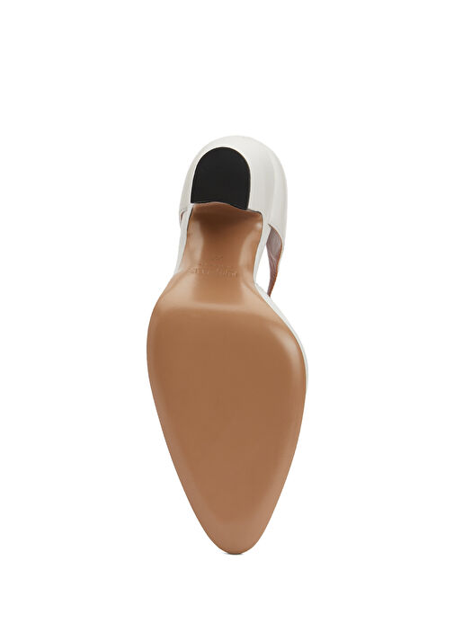 Beyaz Deri Topuklu Ayakkabı - Görsel 6