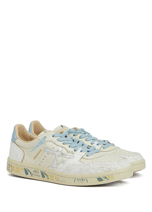 Mavi Beyaz Kadın Deri Sneaker - Görsel 3