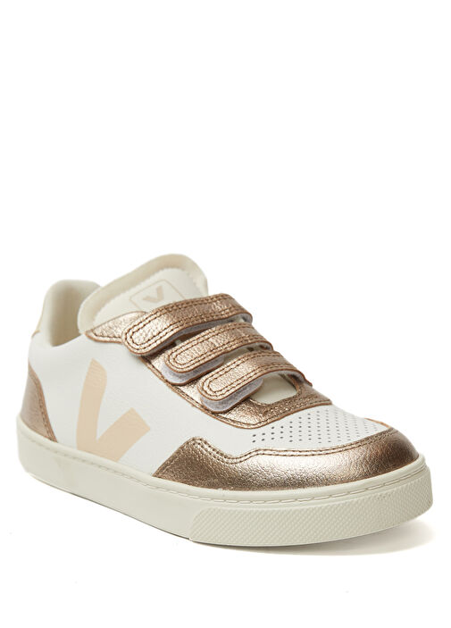 Small V-90 Beyaz Gold Çocuk Deri Sneaker - Görsel 3