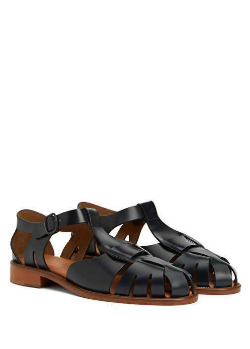 Pesca Lacivert Kadın Deri Sandalet - Görsel 3