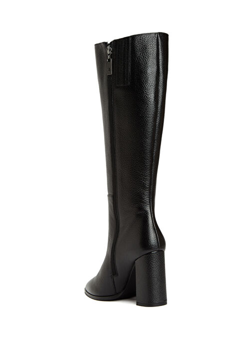 Siyah Kadın Deri Flotter Çizme - Görsel 4