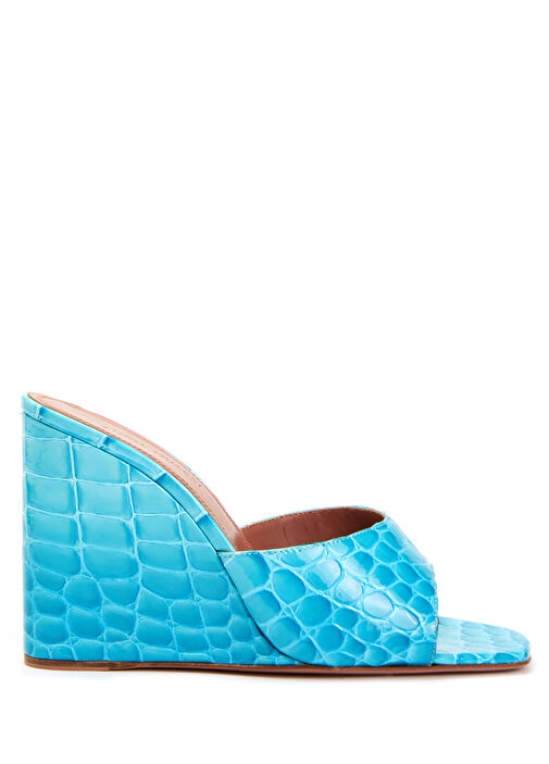 Mavi Krokodil Dokulu Kadın Deri Terlik - Görsel 2