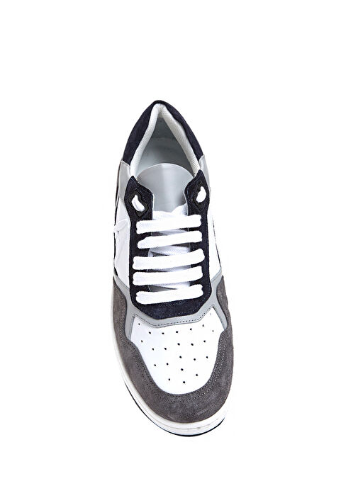 Vizon Gri Logolu Kadın Deri Sneaker - Görsel 5