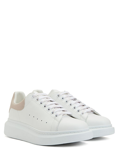 Oversized Pembe Beyaz Kadın Deri Sneaker - Görsel 3