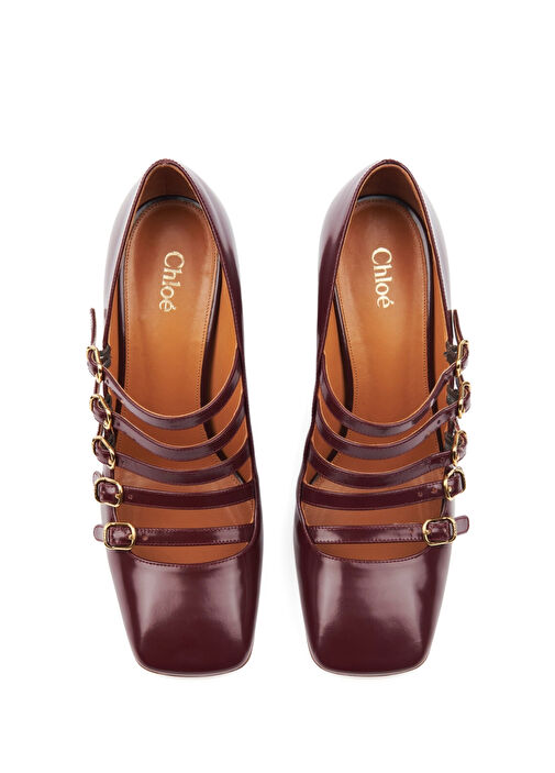 Bordo Deri Topuklu Ayakkabı - Görsel 4