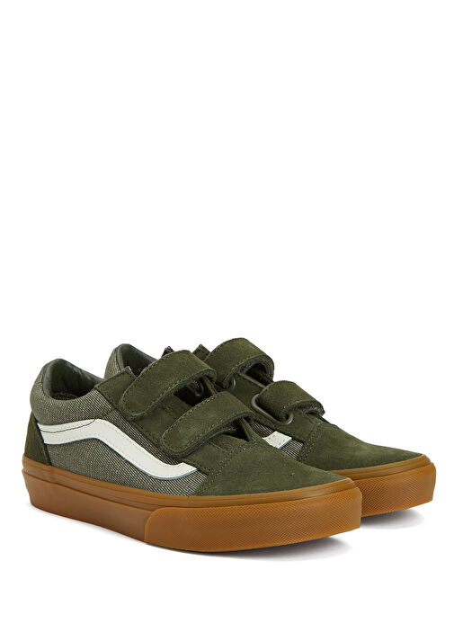 Old Skool V Yeşil Çocuk Deri Sneaker - Görsel 3