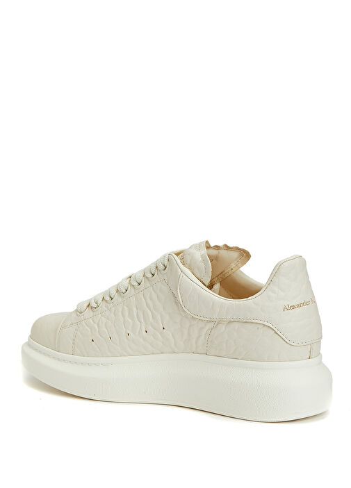 Oversized Krem Kadın Deri Sneaker - Görsel 4