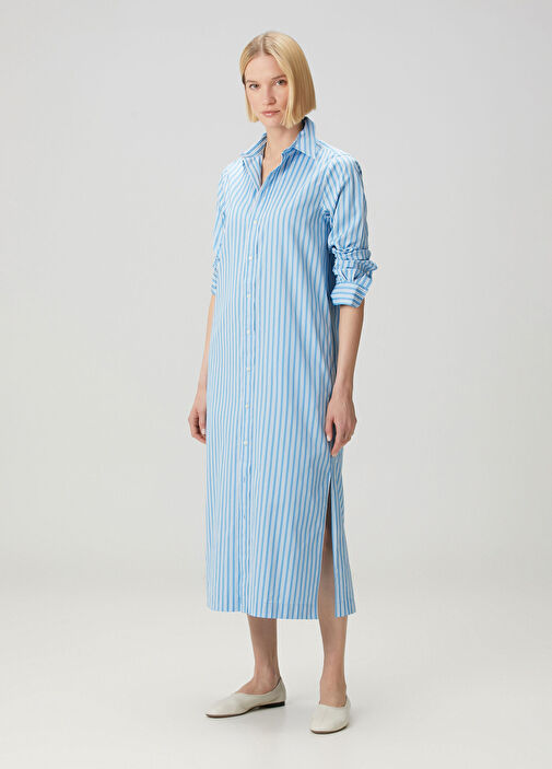 princess polly baby blue dress ME and EM Italian Seersucker Stripe Maxi Shirt Dress — UFO No More main image 1