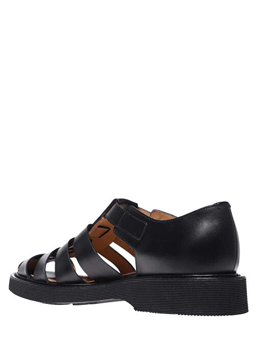 Siyah Erkek Deri Sandalet - Görsel 4