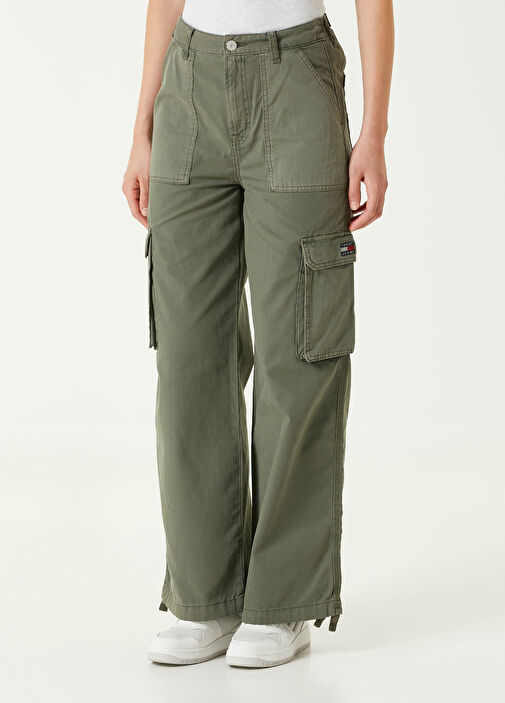 Tommy Hilfiger - Claire Yeşil Organik Pamuk Kargo Pantolon - Yeşil