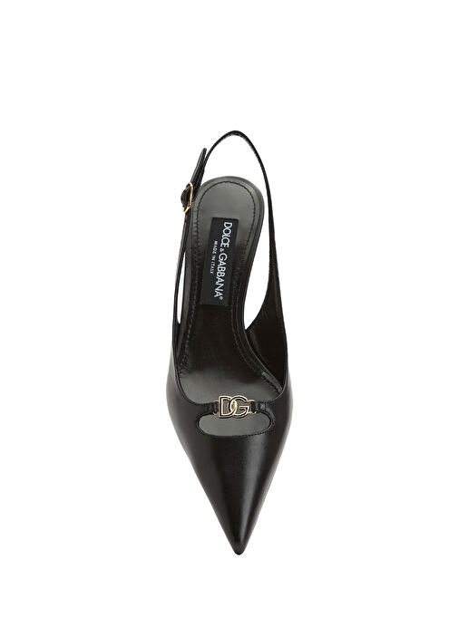 Siyah Deri Topuklu Ayakkabı - Görsel 5