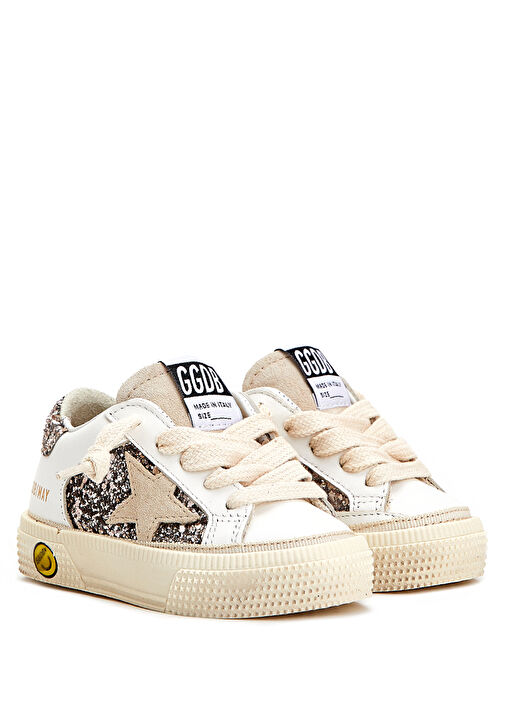 May Bej Beyaz Unisex Çocuk Deri Sneaker - Görsel 3