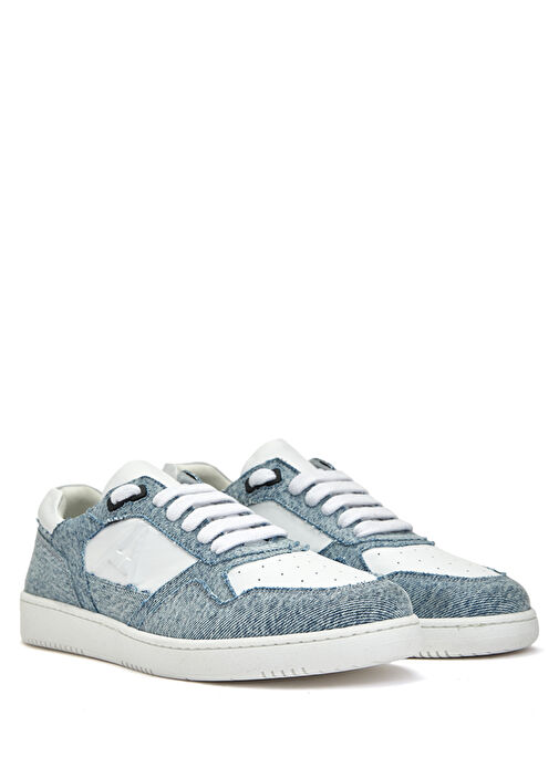 Beyaz Mavi Logolu Kadın Deri Sneaker - Görsel 3