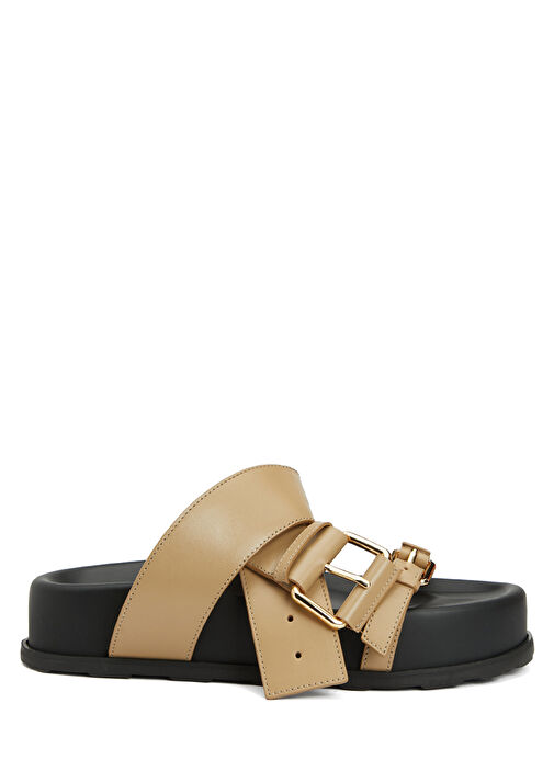 Bej Kadın Deri Terlik - Görsel 2