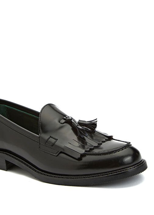 Siyah Kadın Açma Deri Loafer - Görsel 7