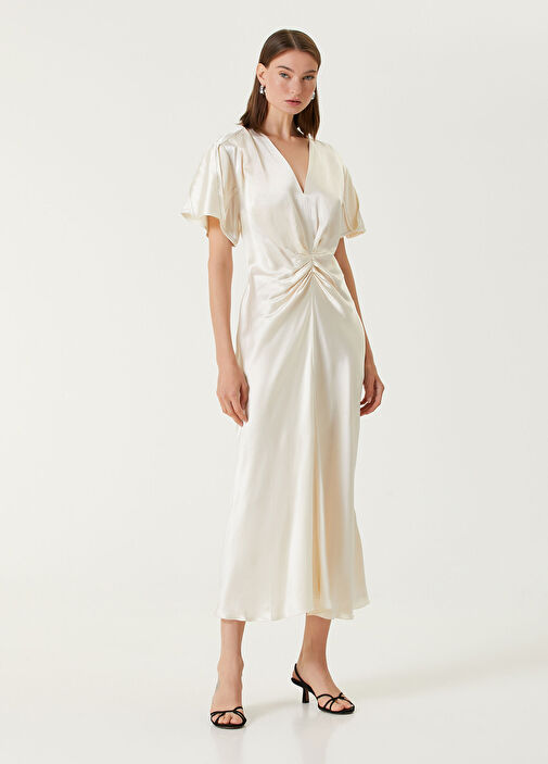 victoria beckham cream dress Victoria Beckham GATHERED WAIST FLOOR LENGTH DRESS - Occasion wear - ivory/ off-white