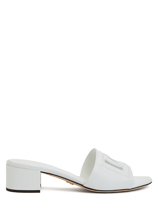 Siyah Logolu Topuklu Deri Terlik - Görsel 2