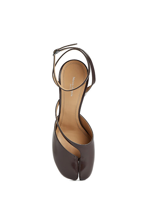 Tabi Kahverengi Deri Topuklu Ayakkabı - Görsel 5