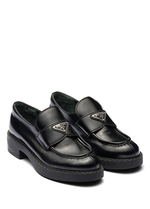 Prada - Chocolate Brushed Leather Loafers