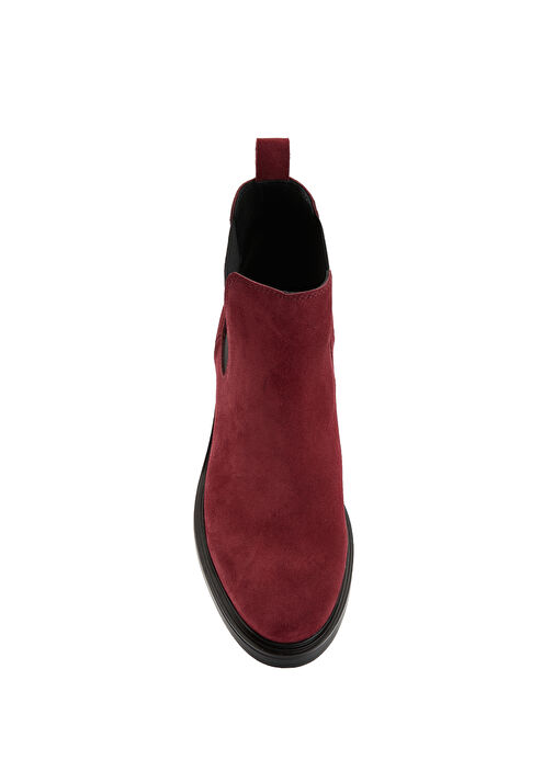 Bordo Lastikli Kadın Deri Bot - Görsel 5