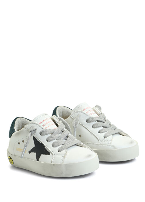 Super Star Beyaz Yeşil Unisex Çocuk Deri Sneaker - Görsel 3