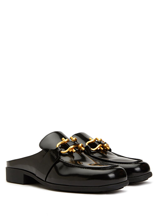 Siyah Logo Tokalı Erkek Deri Loafer - Görsel 3