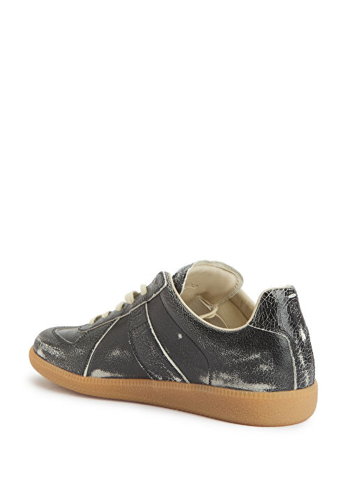 Replica Siyah Beyaz Erkek Deri Sneaker - Görsel 4