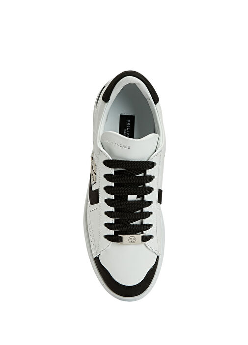 Beyaz Siyah Erkek Deri Sneaker - Görsel 5