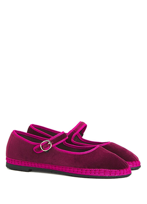 Ursula Koyu Pembe Kadife Babet - Görsel 3