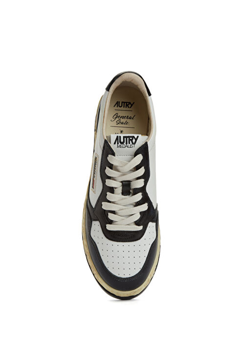 Siyah Beyaz Erkek Deri Sneaker - Görsel 5