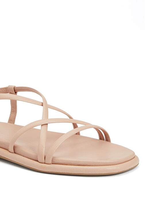 Açık Pembe Kadın Deri Sandalet - Görsel 7
