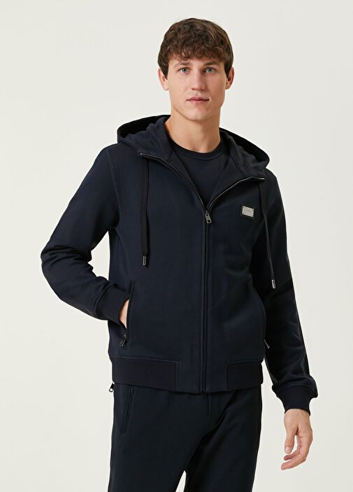 Dolce & Gabbana　Reversible Tailored JK Dolce&Gabbana - Lacivert Kapüşonlu Fermuarlı Sweatshirt - Lacivert