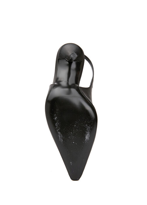 Siyah Deri Topuklu Ayakkabı - Görsel 6