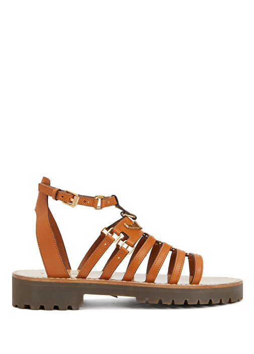 Taba Logo Detaylı Kadın Deri Sandalet - Görsel 2
