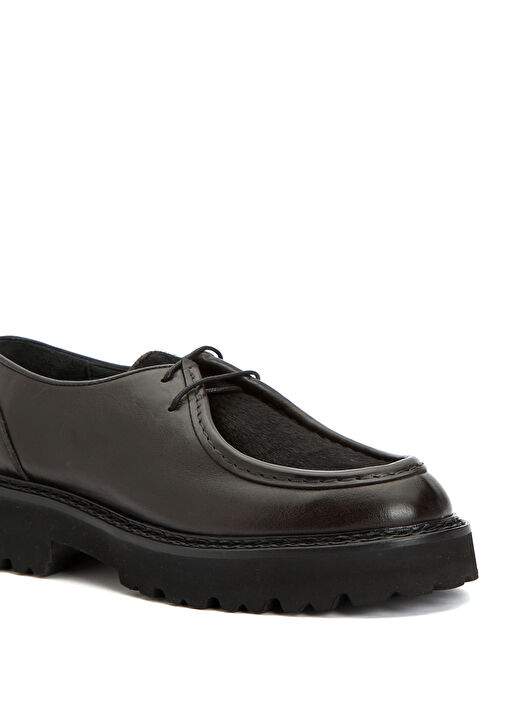 Siyah Tay Tüyü Garnili Kadın Deri Ayakkabı - Görsel 7