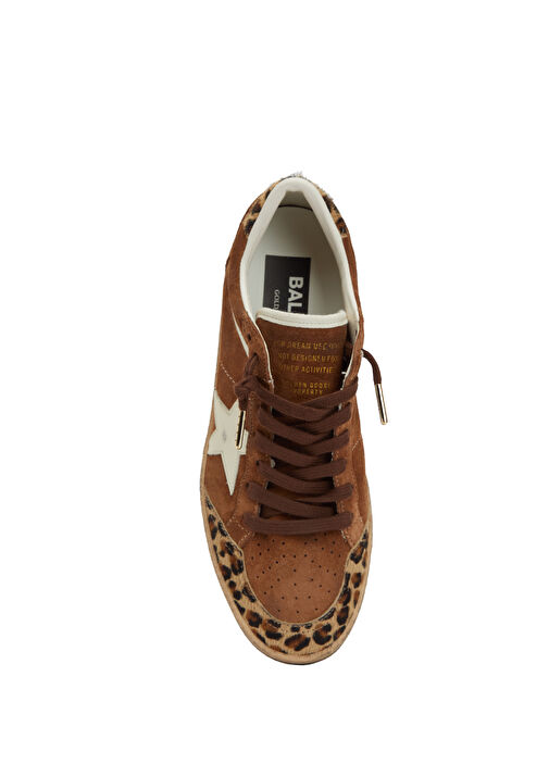 Ball Star Leopar Desenli Kadın Deri Sneaker - Görsel 5