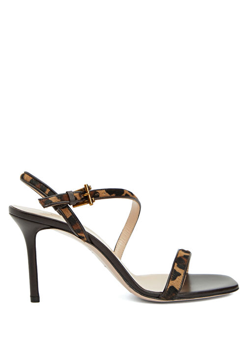 Leopar Bantlı Kadın Deri Sandalet - Görsel 2