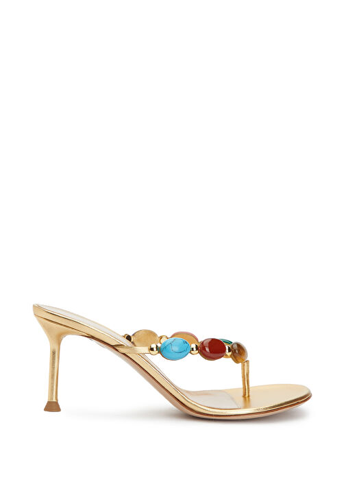 Shanti Thong Gold Deri Topuklu Terlik - Görsel 2